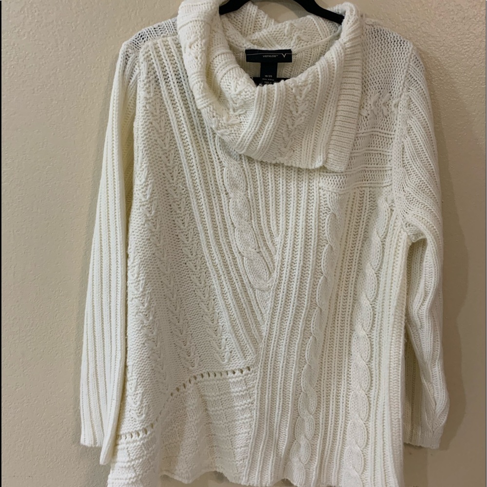 Venezia Split Cowl Neck Sweater-Ivory